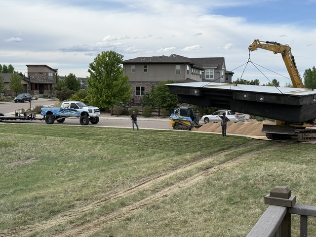 Fiberglass pool construction in progress